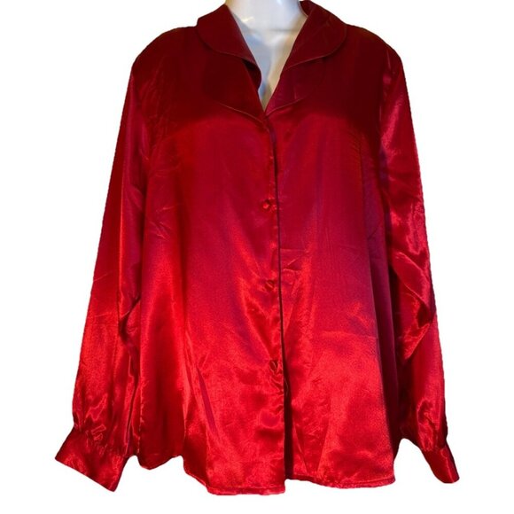 K.B. Lawrence by Crystal Kobe Women's Red Blouse Sz 16 Polyester Career - Picture 1 of 4